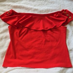 New York & Company Red Off-Shoulder Blouse